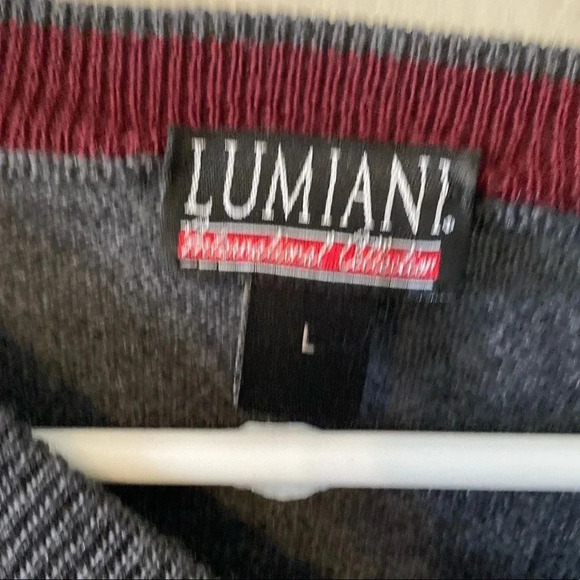 LUMIANI GUC MENS GRAY SWEATER TOP SHIRT FALL WINTER CASUAL TOPS SWEATERS SIZE L - Picture 2 of 2